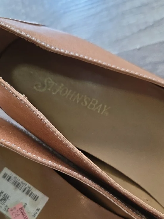 St. John's Bay Brown Embroidered Slip-On Flats - Picture 4 of 8